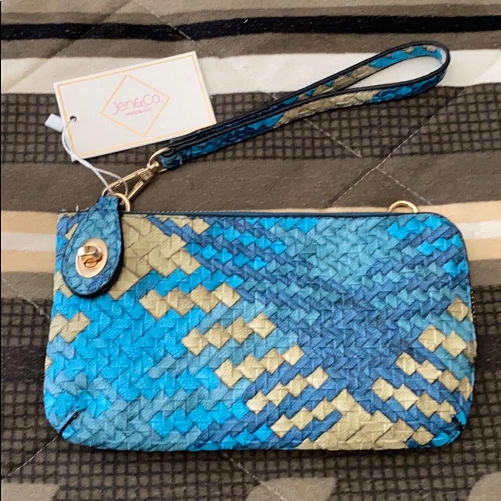 Jen&Co woven blue shoulder/crossbody purse